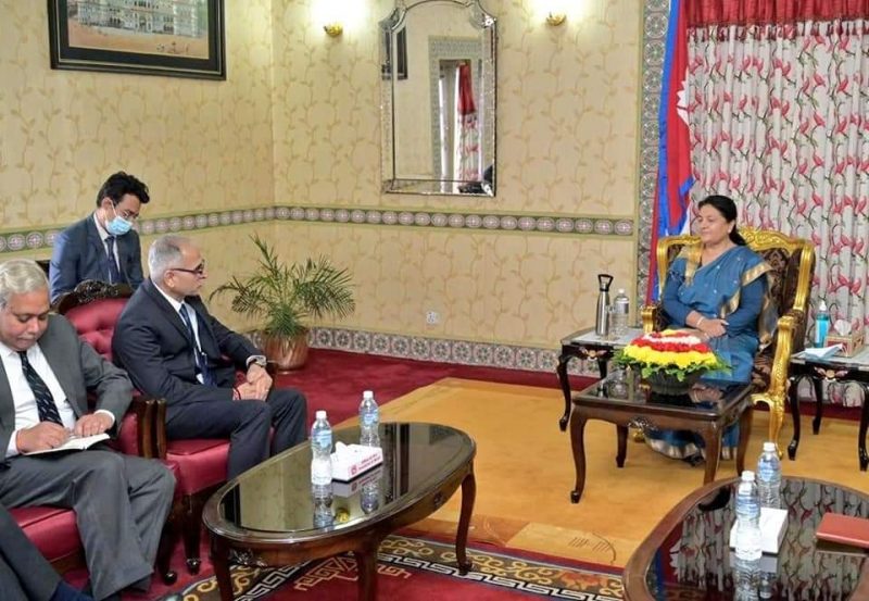राष्ट्रपति भण्डारीसँग भारतीय विदेश सचिव क्वात्राको भेटवार्ता