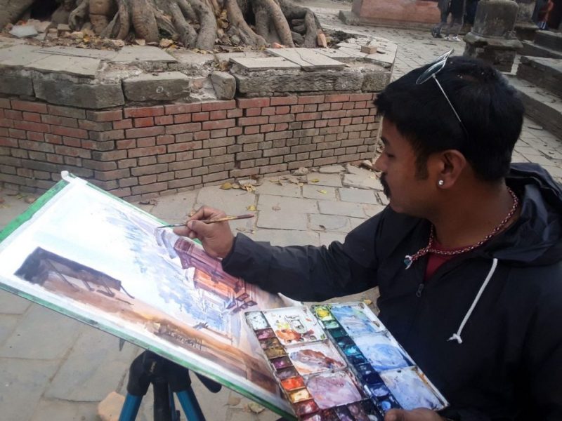 जलरङमा सजियो ‘मृगस्थली’